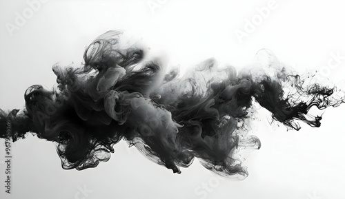 A dramatic swirl of dark smoke forms an ethereal cloud, blending artistry with natural elements in a captivating visual masterpiece.