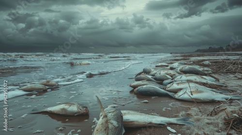 Devastating sight of dead fish on the beach, underscoring the urgent need for marine conservation