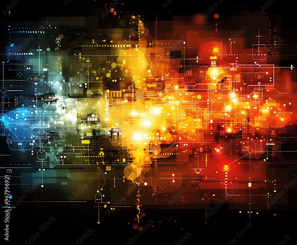 Fototapeta premium Neon Circuitry and Tech Innovation 