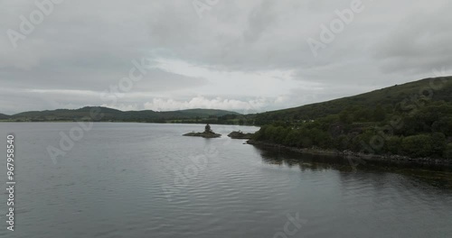 Aerial view of tranquil Loch Creran with serene reflections and lush greenery, Oban, Scotland. photo