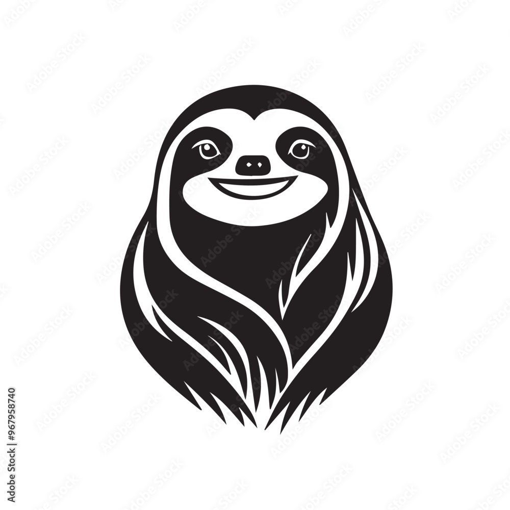 Obraz premium Sloth in cartoon, doodle style . Image for t-shirt, web, mobile apps and ui. Isolated 2d vector illustration in logo, icon, sketch style, Eps 10, black and white. AI Generative