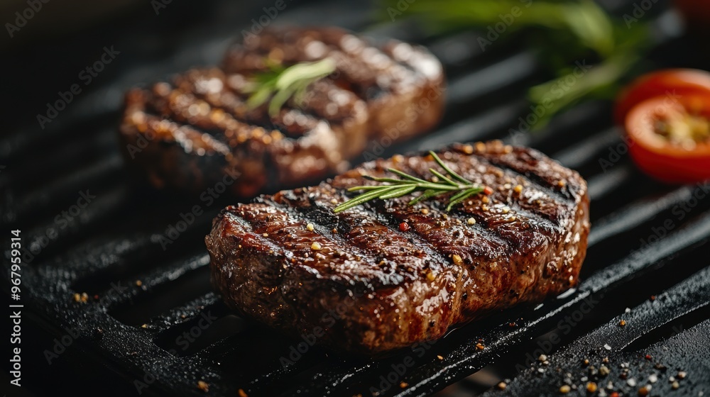 sizzling bbq steak with grill marks, perfect for summer grilling a juicy concept banner capturing the essence of the season sizzling bbq steak with grill marks, perfect for summer grilling a juicy concept banner capturing the essence of the season