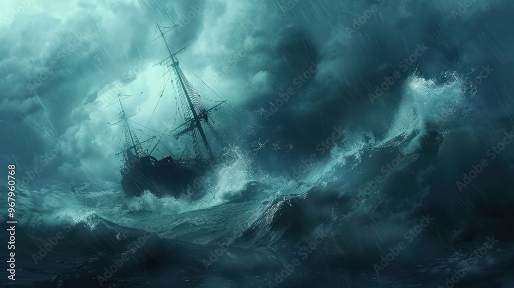 Ship Battling a Storm Ship Battling a Storm