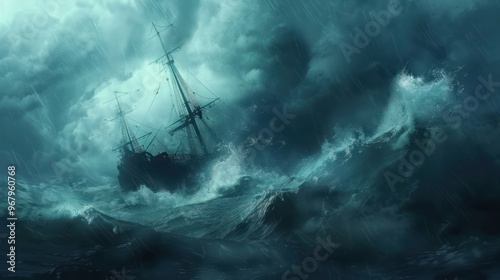 Ship Battling a Storm