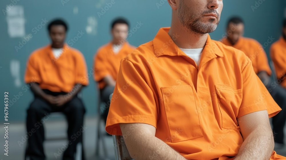 Fototapeta premium Inmates attending a job training program inside prison, Prison education, work rehabilitation