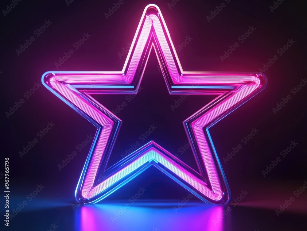 Neon Star on Black Surface Neon Star on Black Surface