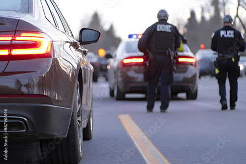 Wallpaper Mural Police Patrol Cars Conducting a Routine Traffic Stop | Law Enforcement and Public Safety Operations Torontodigital.ca
