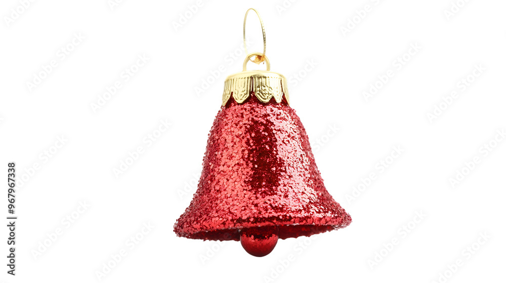 Christmas tree ornament shaped like a bell, isolated on white background