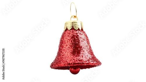 Christmas tree ornament shaped like a bell, isolated on white background photo