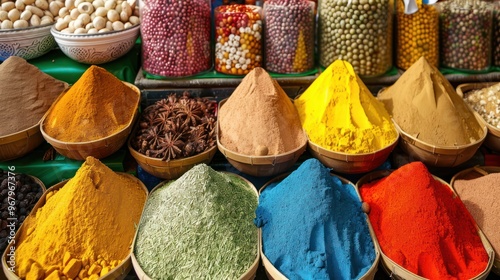 Vibrant Spices at a Moroccan Market