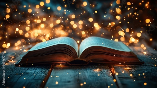 Open Book with Magical Lights