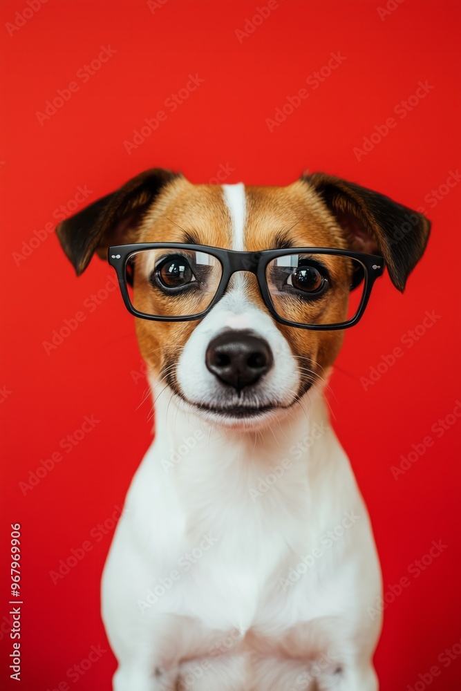 Cute funny dog wearing glasses, set against a solid color background. Intellectual look, perfect for pet-themed designs and concepts. Cute funny dog wearing glasses, set against a solid color background. Intellectual look, perfect for pet-themed designs and concepts.