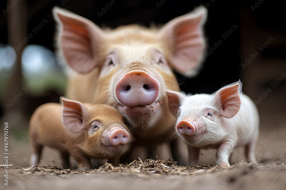 Group of Piglets Feeding from Their Mother | Nurturing Farm Scene and Livestock Care Group of Piglets Feeding from Their Mother | Nurturing Farm Scene and Livestock Care