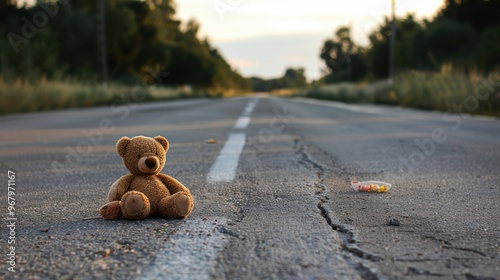 Teddy Bear on Road