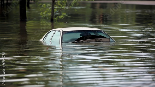 Car Submerged in Floodwaters