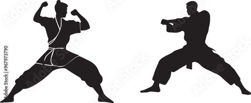 Black Silhouette Martial artist striking a pose