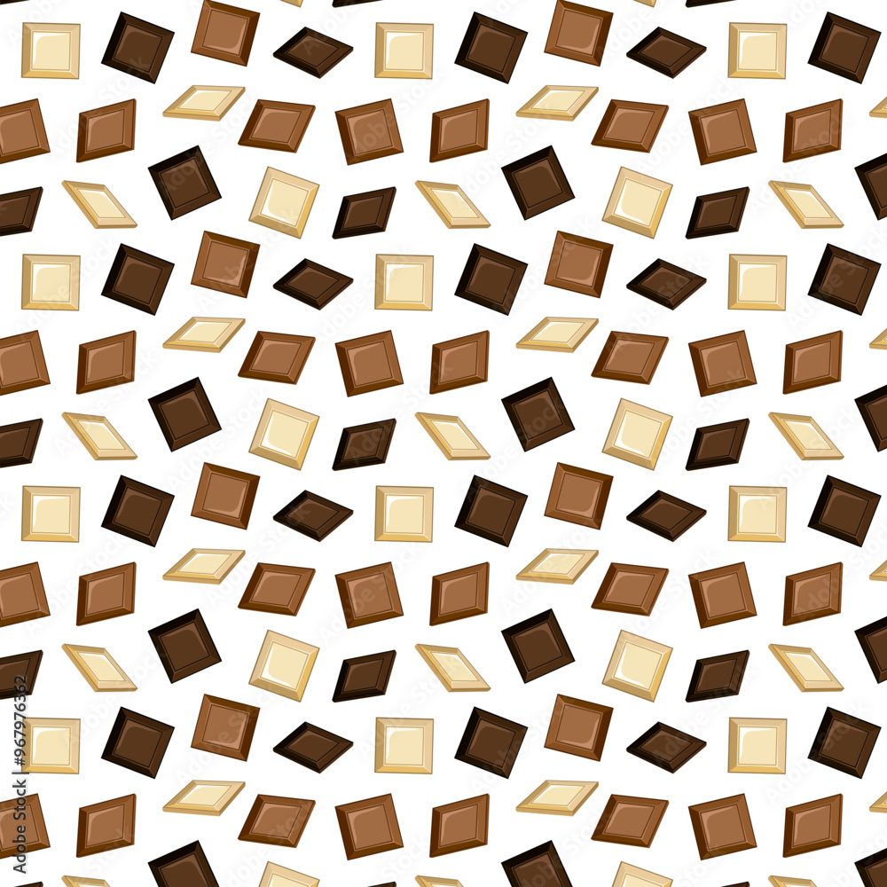 Pieces of chocolate in a pattern.Vector pattern of multi-colored chocolate pieces on a transparent background. Pieces of chocolate in a pattern.Vector pattern of multi-colored chocolate pieces on a transparent background.