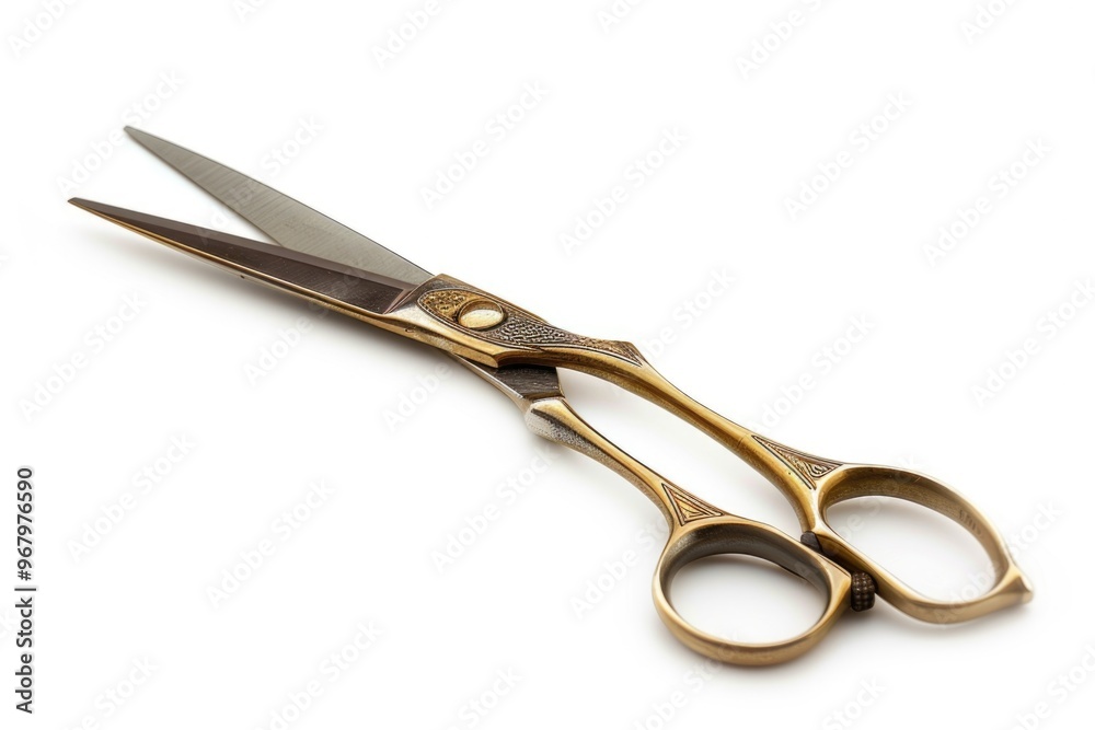 Fototapeta premium A pair of scissors placed on a clean and simple white surface