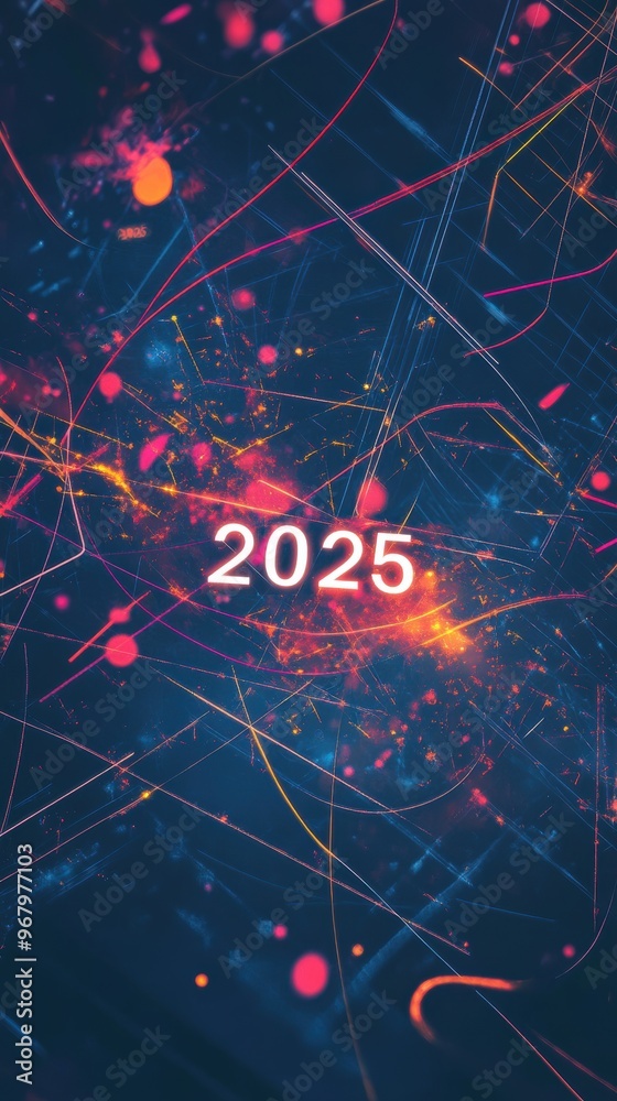 This modern wallpaper showcases an abstract design with bright colors and lines, reflecting the energy of the year 2025 This modern wallpaper showcases an abstract design with bright colors and lines, reflecting the energy of the year 2025