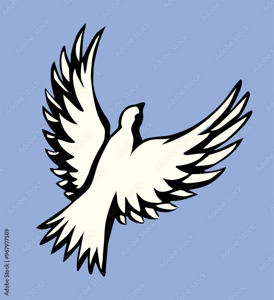 Fototapeta premium Vector drawing. Cute flying dove