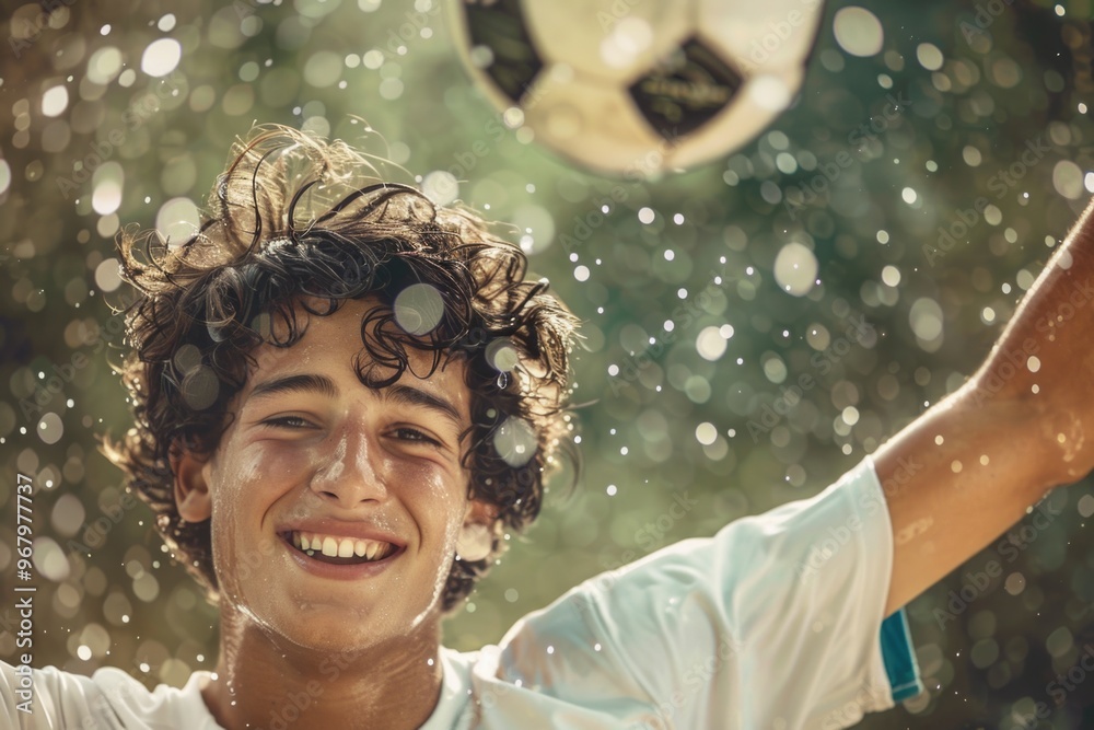 A young child kicks and catches a soccer ball in a sunny outdoor setting, suitable for illustrations about childhood, sports, or recreation A young child kicks and catches a soccer ball in a sunny outdoor setting, suitable for illustrations about childhood, sports, or recreation