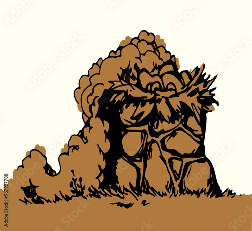 Stone Altar. Vector drawing icon