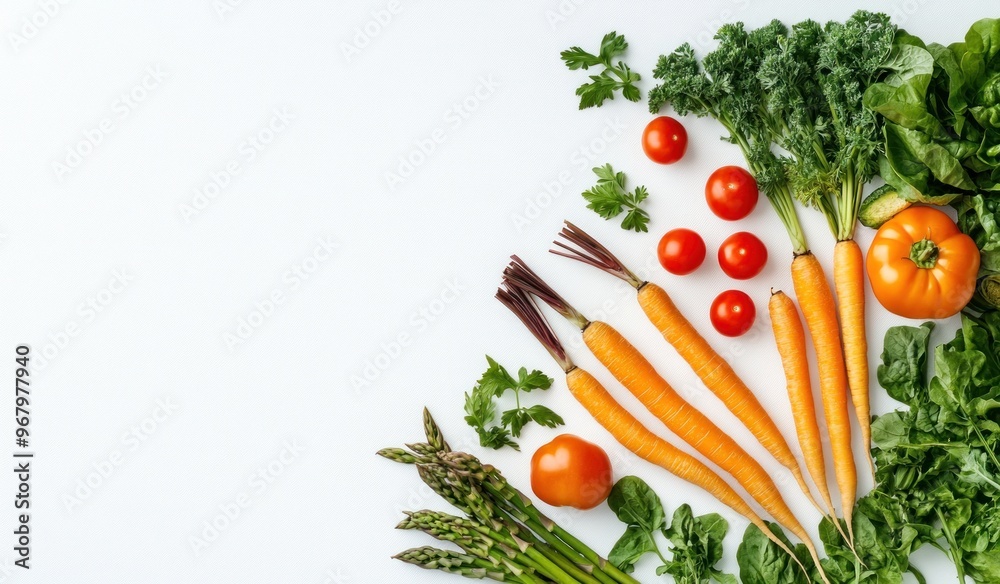 Fresh Produce Arrangement with Carrots, Tomatoes, and Greens Fresh Produce Arrangement with Carrots, Tomatoes, and Greens