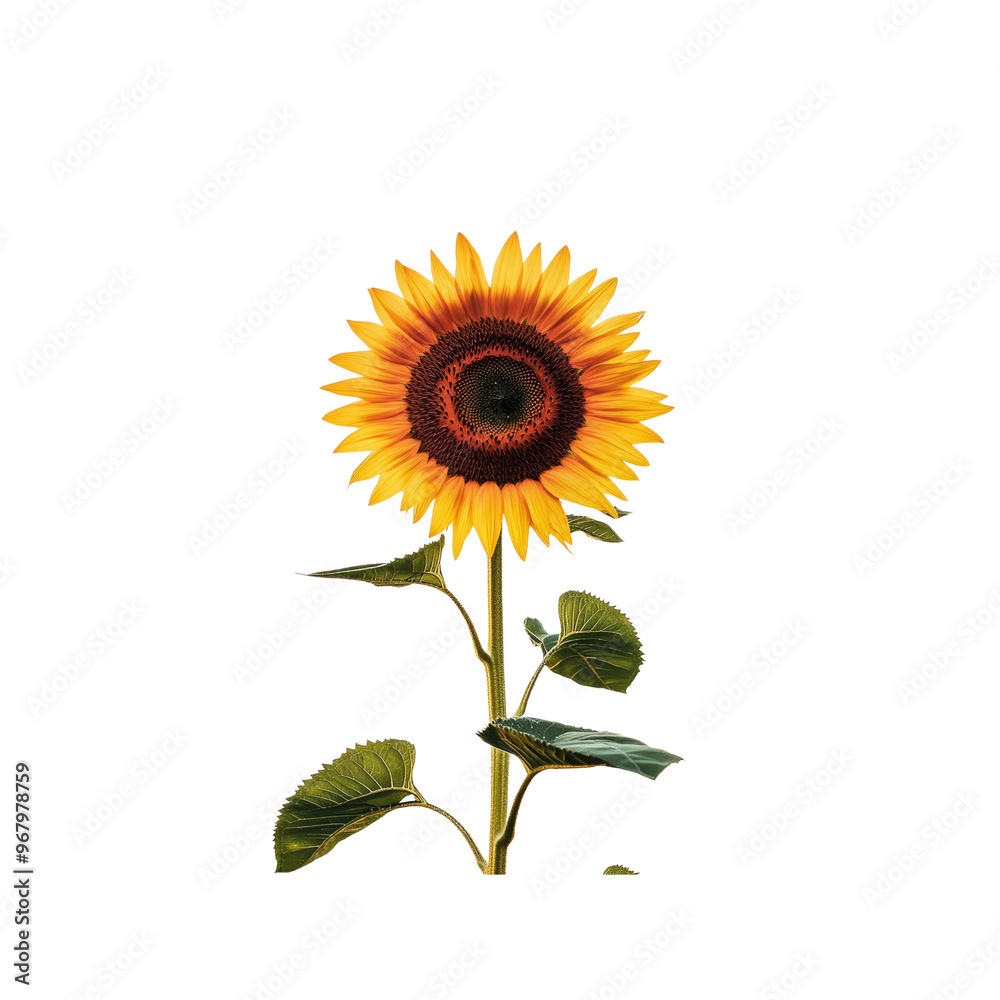 Obraz premium Single Sunflower Isolated on White Background