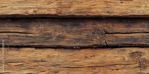 Seamless wood with imperfections and aged wood texture pattern . Rustic beam mantel for Christmas decorations and copy space text