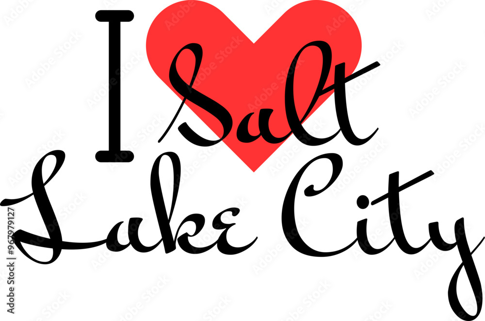 I love Salt Lake City, city of United States. Hand drawn letters with red heart. Vector illustration lettering, modern design I love Salt Lake City, city of United States. Hand drawn letters with red heart. Vector illustration lettering, modern design