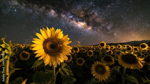 Milky Way Above Sunflowers