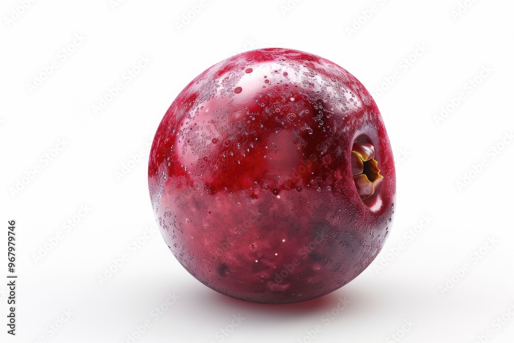 A bright red apple on a white background A bright red apple on a white background