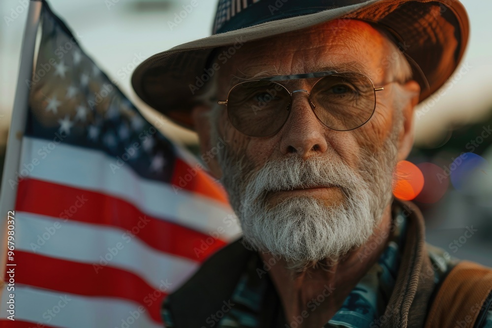 A person holding an American flag, great for patriotic events or demonstrations A person holding an American flag, great for patriotic events or demonstrations