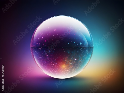 3d render of a glowing sphere disco ball, blue disco ball Dynamic liquid background in gradient. Ai image light ball, background , 