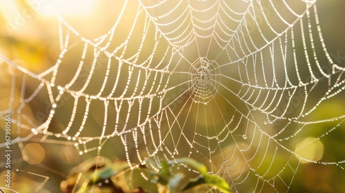 Dewy Spiderweb in Morning Light