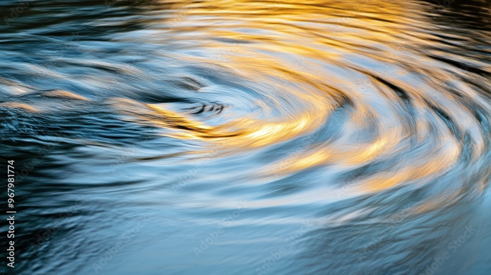 A serene water surface reflecting golden light, creating a calming swirl pattern. A serene water surface reflecting golden light, creating a calming swirl pattern.