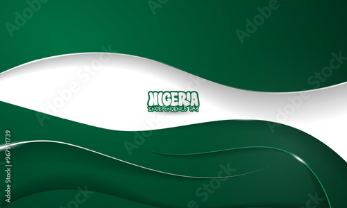Waving abstract green white background with shadow effect. Good for nigeria independence day