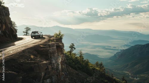 Car on a Cliff Road