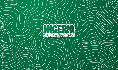 Topographic pattern design in white lines on green background for nigeria independence day campaign. Also good template for nigeria national day