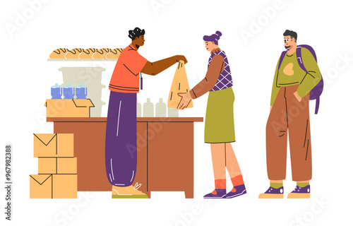 Foodsharing event vector illustration of people