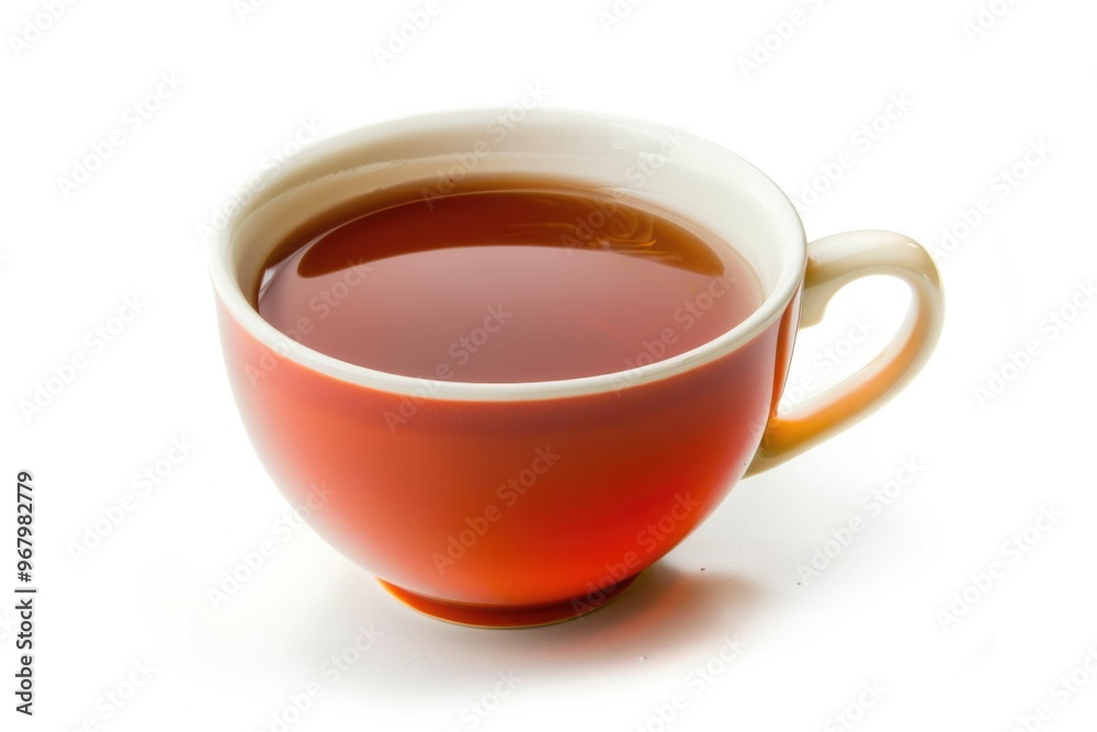 A single cup of tea on a clean white surface, perfect for still life photography or product displays A single cup of tea on a clean white surface, perfect for still life photography or product displays
