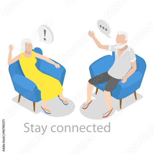 3D Isometric Flat Vector Illustration of Healthy Aging, Physical Activity and Health Care for Elderly Senior People. Item 10