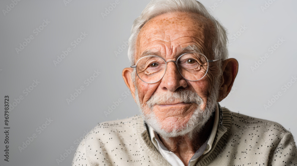 Old man in white sweater Old man in white sweater