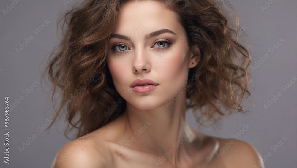 Naklejka premium Beauty portrait of female face with natural skin
