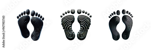 Set of Footprint icon, isolated over on transparent white background photo