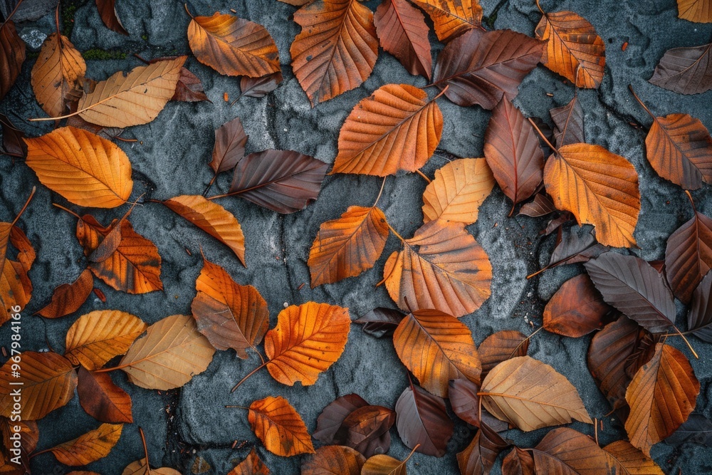 Fototapeta premium A pile of fallen leaves on the forest floor