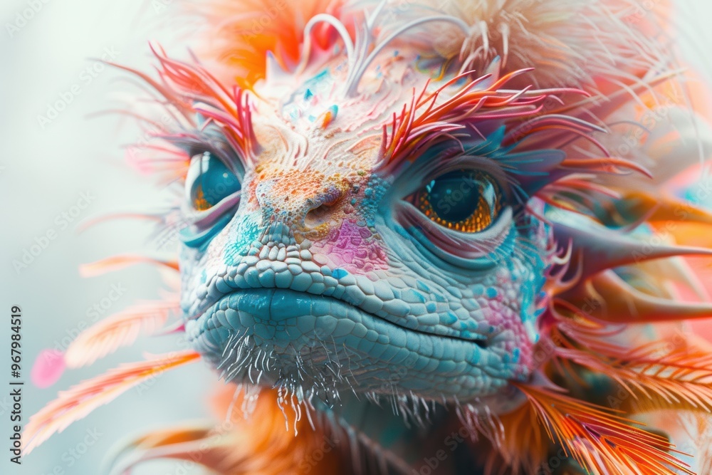 Mysterious creature engages with humans in a vibrant and whimsical setting Mysterious creature engages with humans in a vibrant and whimsical setting