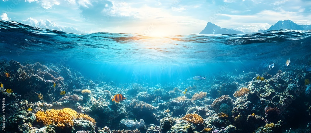 Fototapeta premium Vibrant marine ecosystem showcasing the beauty and biodiversity of the underwater world highlighting the importance of conservation and sustainable development goals for a healthy ocean environment