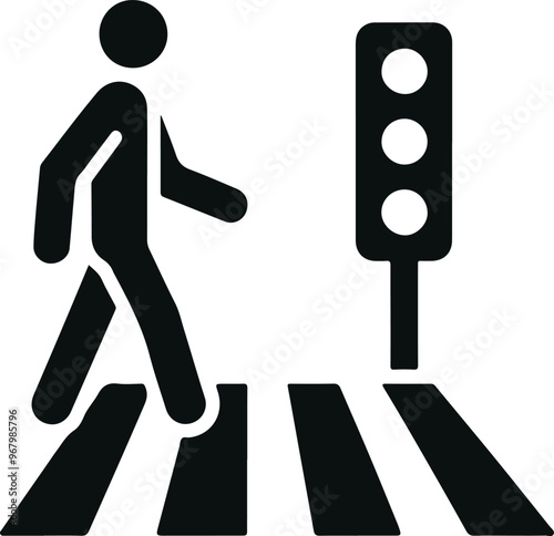 Monochrome Cosmonaut  Symbol Crosswalk Icon For Emblems, Badges And Levels Vector Illustration 
