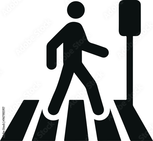 Monochrome Cosmonaut  Symbol Crosswalk Icon For Emblems, Badges And Levels Vector Illustration 